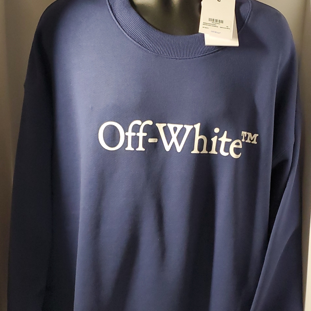 Authentic Off-White Navy Crewneck Sweater